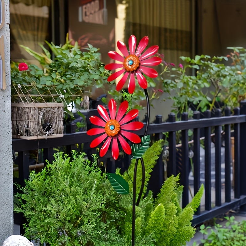 Outdoor Metal Windmill (42.5 Inches/108cm), Front Yard Wind-powered Decoration, Flower Bed And Garden Pathway Decor, Summer Party Decoration, Backyard Decor