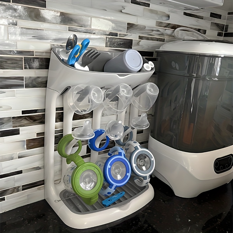 OXO Tot Foldable Baby Bottle Drying Rack With Drain Tray Space