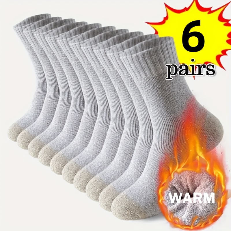 6 Pairs Men Women Winter Warm Socks, Thick Comfortable