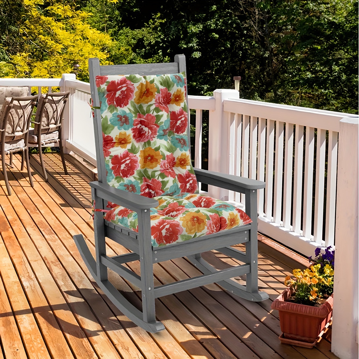 2pcs floral leaf indoor outdoor rocking chair cushion set - Temu, image size:1200x1200