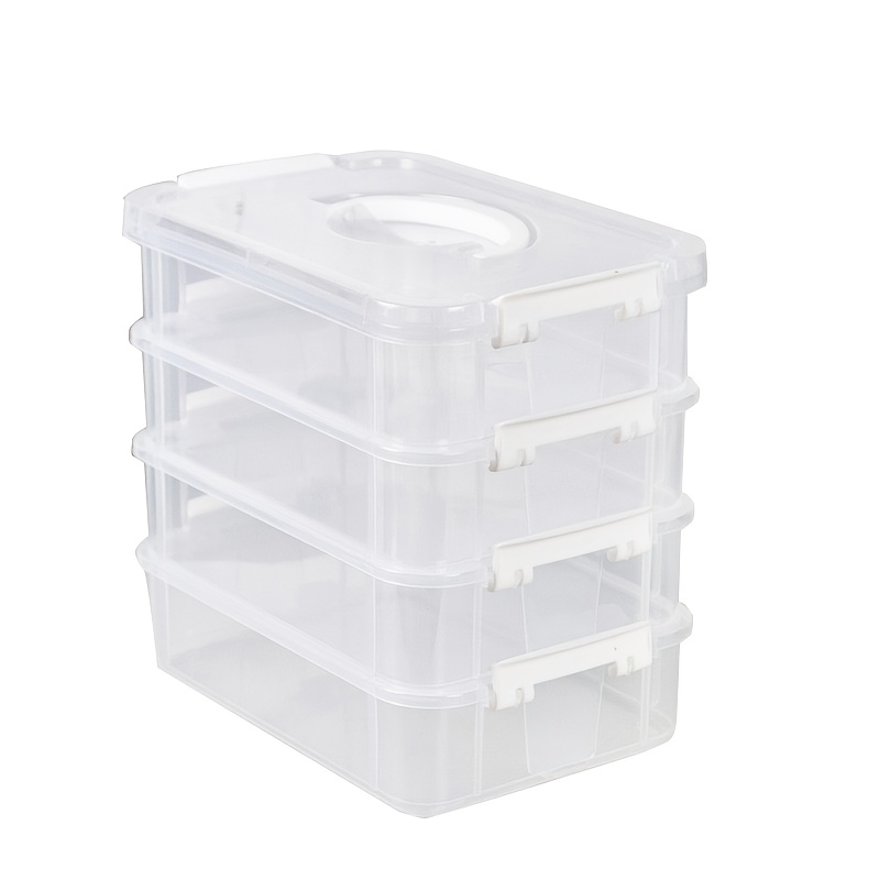 1set 4-layer Stackable Transparent Plastic Storage Box Cover, Partitioned Drawer Storage Box, Hair Accessory And Jewelry Box, Portable Organizer Box