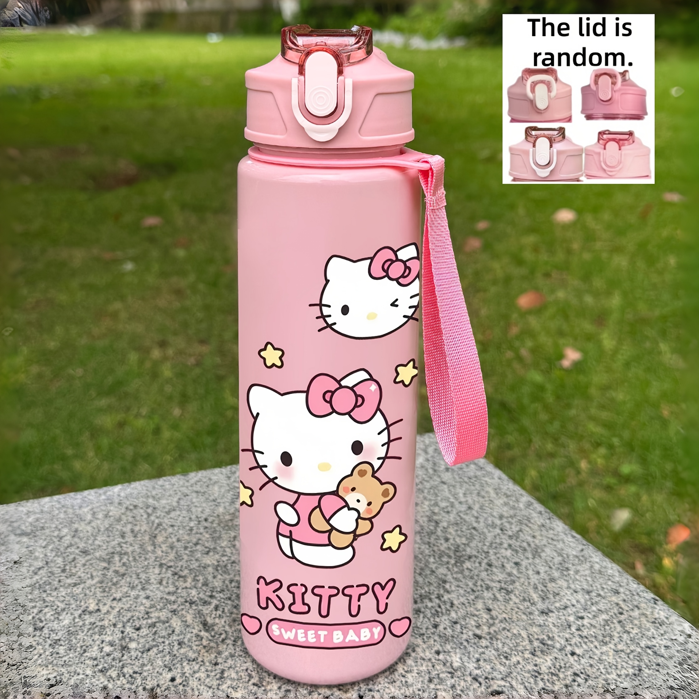 Image of 1 Kitty Kuromi Cinnamoroll 800ml/27oz Cartoon Solid Water Bottle, Leak-proof, Portable, Drop-proof, With Pop-up Lid, Suitable For Sports, Jogging, Gift For Her, Birthday Gift, Christmas Gift
