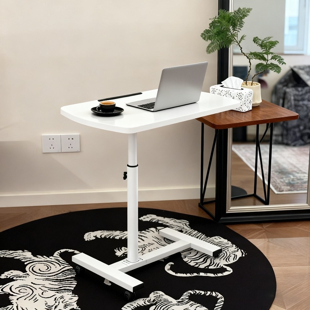 adjustable bedside table with wheels portable laptop stand that bed table for sofa beds and laptop support in white Product details 7
