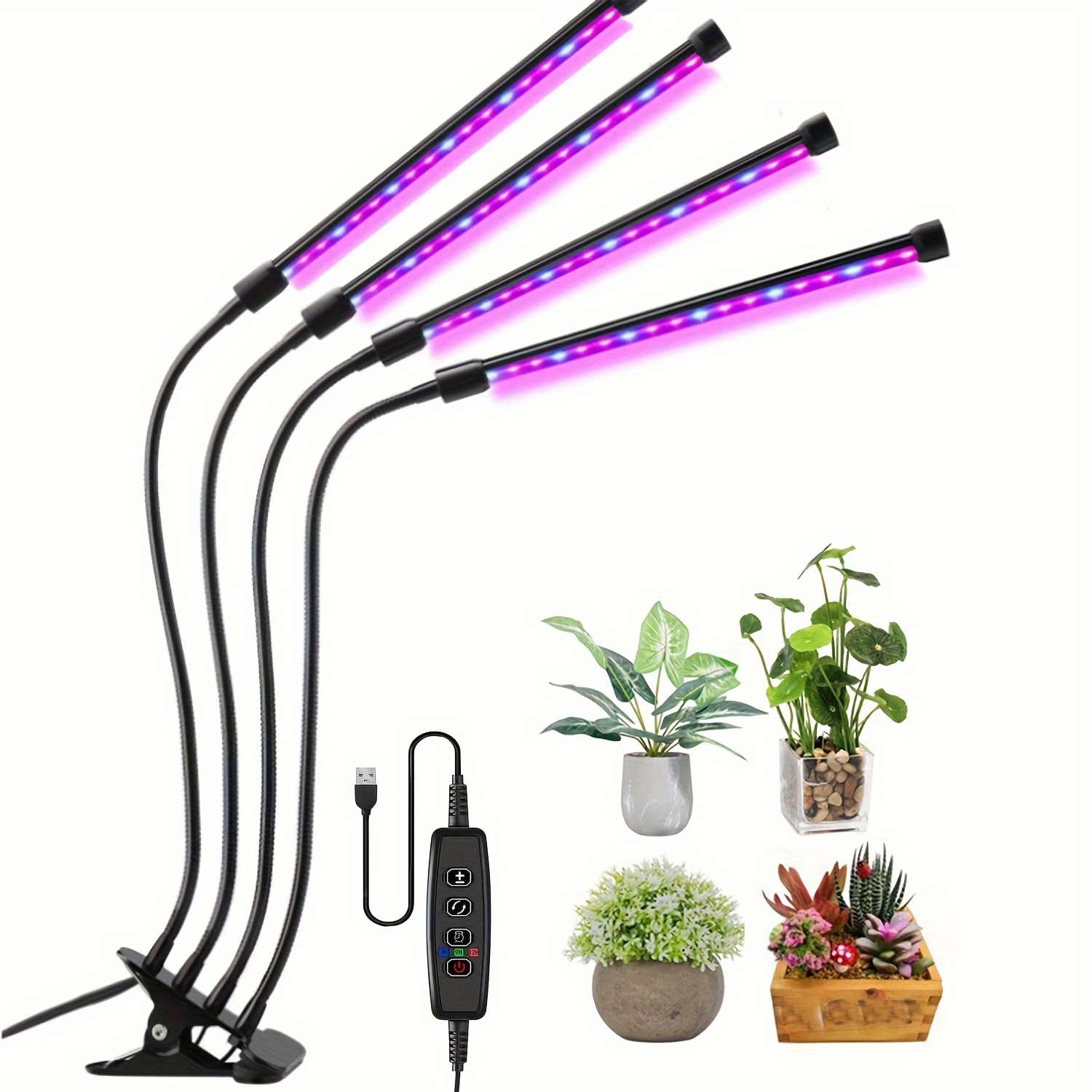 

Led Lighting Plant Growth Light, Multi-functional Plant Fill Light, 4 Lamp Heads With Usb Timing Dimming Full Spectrum, 3 Mode Switching, Commercial Household Indoor Planting Lights