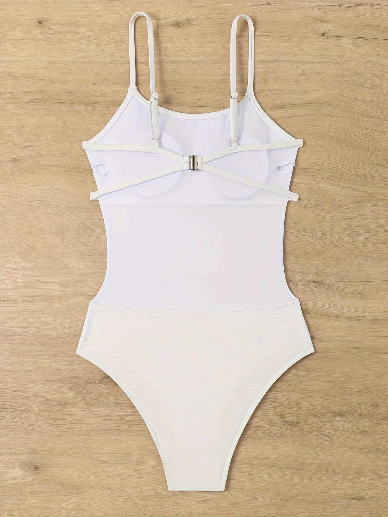 Textured Fabric Cut Backless Swimsuit Plain White - Temu
