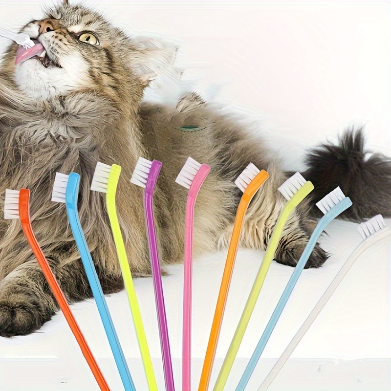 

3/10pcs Pet Toothbrush Set, Single-head Toothbrushes For Dogs And Cats, 5.66-inch Long, Assorted Colors, Oral Care Supplies For Pets