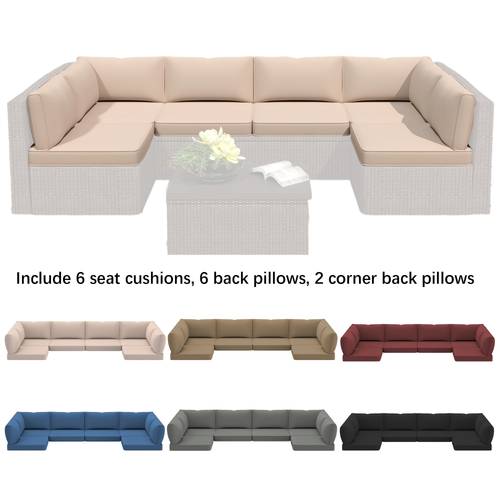 outdoor replacement cushions for patio furniture deep seat outdoor cushions for 6 seat sectional rattan conversation set 14pcs water resistant couch cushion