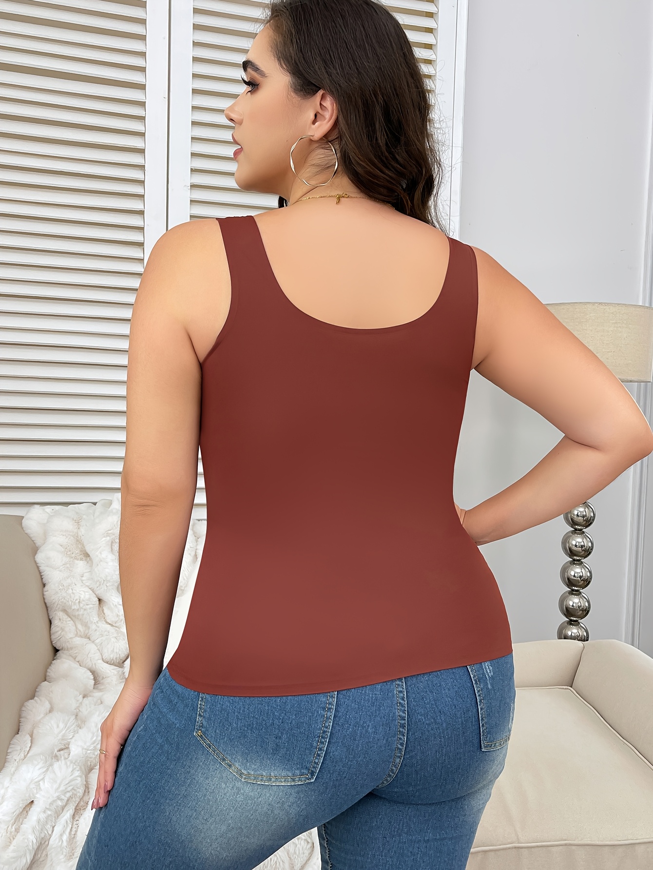 Plus Size Seamless Compression Tank Top - Vibrant Purple Smooth Contour Shaping, Breathable Stretch Fabric, Hand Wash Only for Women's Fashion & Casual Attire, Shapewear Tank Top, Body Shaping, Smooth Fit, Soft Material, Body Contouring