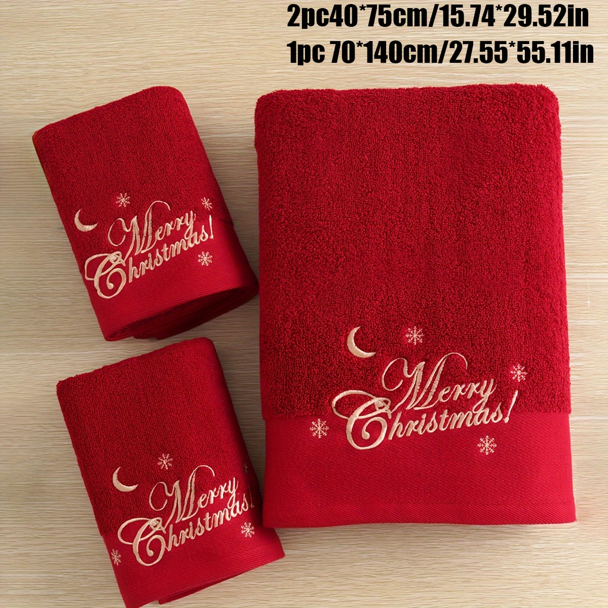 3pcs Christmas 100% Cotton Towel Bath Towel Set Cotton Embroidered Reindeer Towel Bath Towel Set Christmas Bath Towel Set Christmas Happy Bathroom Supplies Christmas Gifts Christmas Decorations