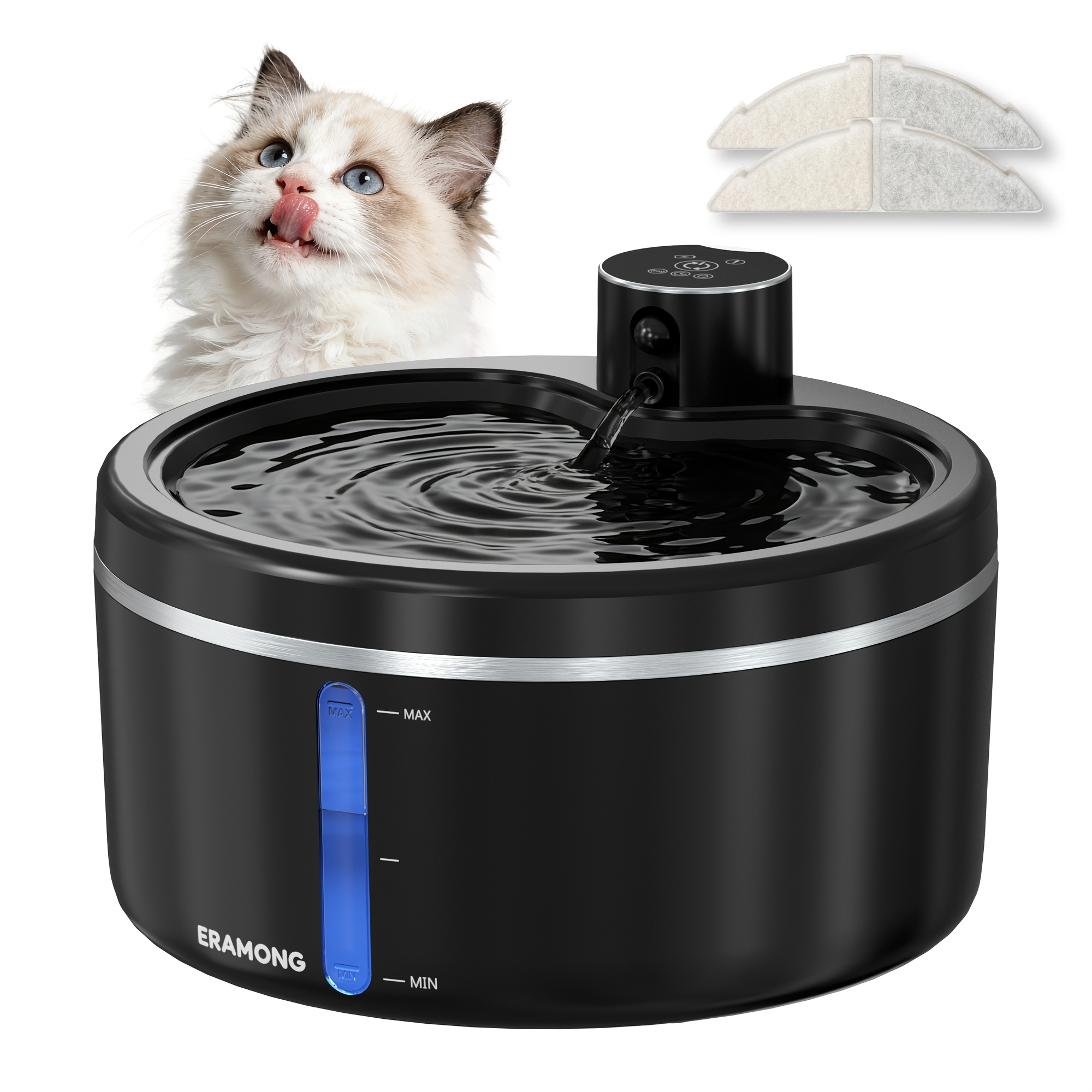 TEMU Fontana senza per animali domestici 2,5L - Batteria da 4000mAh, di , erogatore automatico con 2 filtri per e cani (confezione da 12 filtri