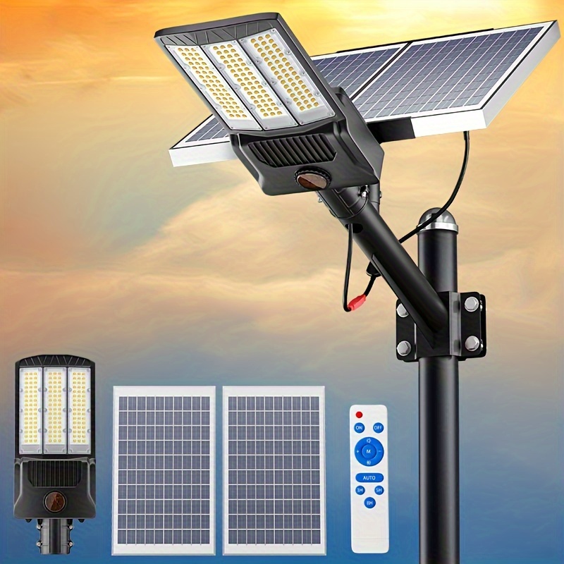 

5000w Solar Street Lights Outdoor 480000lm Commercial Parking Lot Light Dusk To Dawn 6500k Solar Security Flood Lights Solar Lamp For Yard Road Basketball Courts