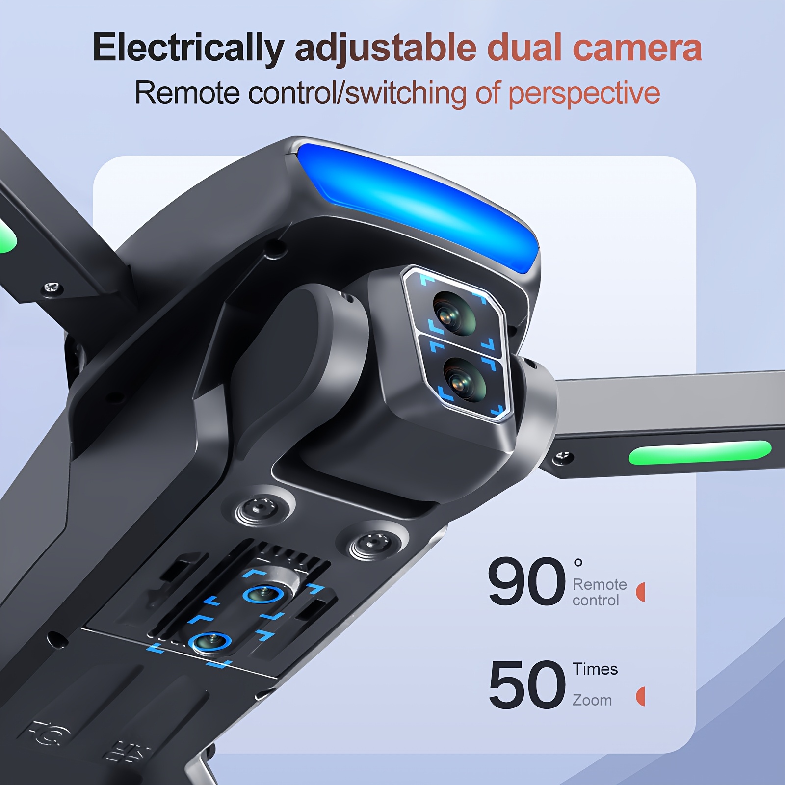 GPS Brushless Motor Drone With 720P Dual Camera, 4-Axis Flight, 3 Speed Modes, LED Night Light, Obstacle Avoidance, Headless Mode, 10-12 Min Flight, Includes Spare Propeller (White/Black)