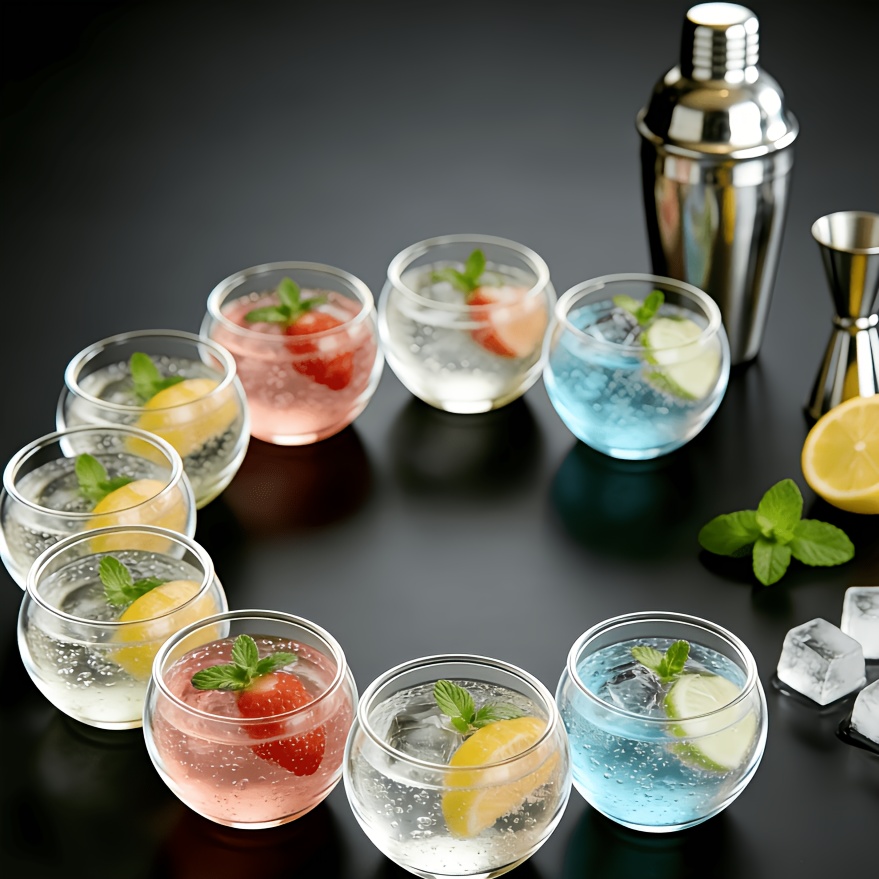 Juego de 12 Mini Vasos Redondos para Beber, Incluye Vasos de Martini, Copas de Vino, Vasos para Cócteles de Frutas, Copas de Champán y Vasos de Vino, Reutilizables y Adecuados para Cenas Familiares, Fiestas al Aire Libre, Tabernas y Suministros para Picnic