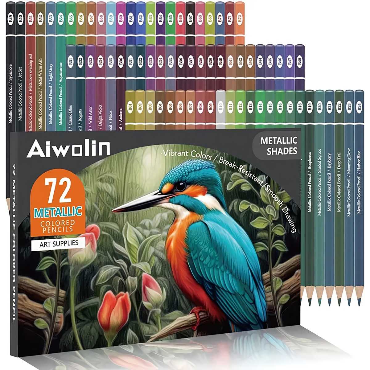 Image of Metallic 72 Professional Colored Pencils, Colored Crayons, Suitable For Professional Artistic Use