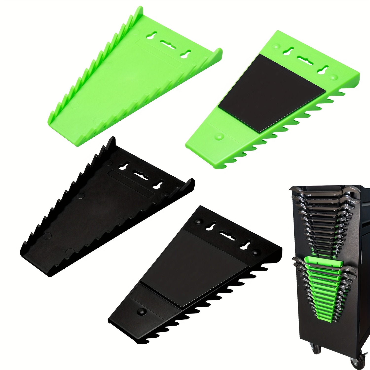 TEMU 4-pack Magnetic Wrench Organizer, Wrench Rack Tool Trays Sae 1/4" - 1-1/16" And Metric 6 Mm-24mm