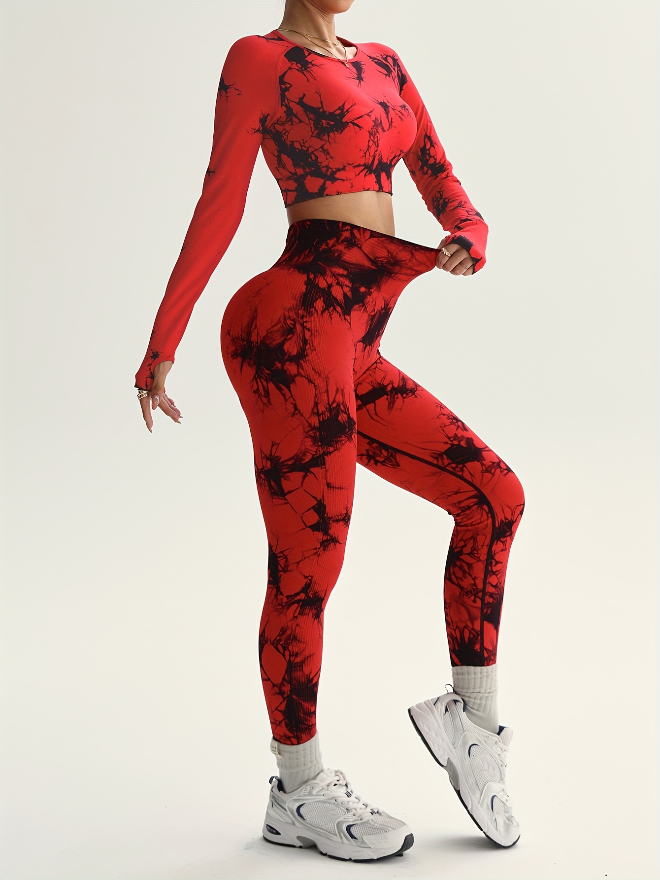 Women'S New Seamless Tie Dye Sports Pants with Leggings, Suitable for Waist Cinching, Belly Tightening, Hip Lifting, And Leg Shaping, Suitable for Outdoor Sports, Fitness, Running, And Yoga Wear, All Season Version