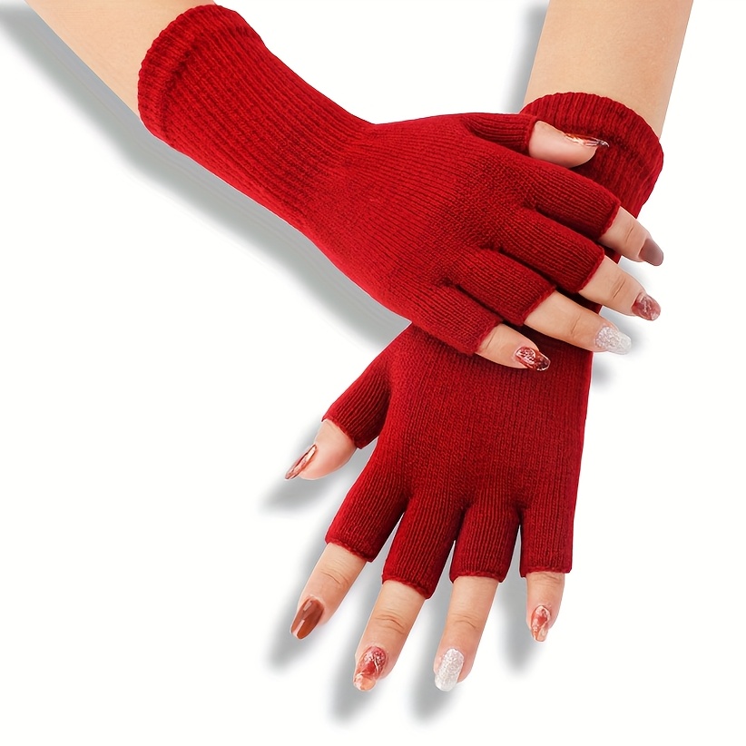 2pcs Black Fingerless Gloves for Winter Warmth