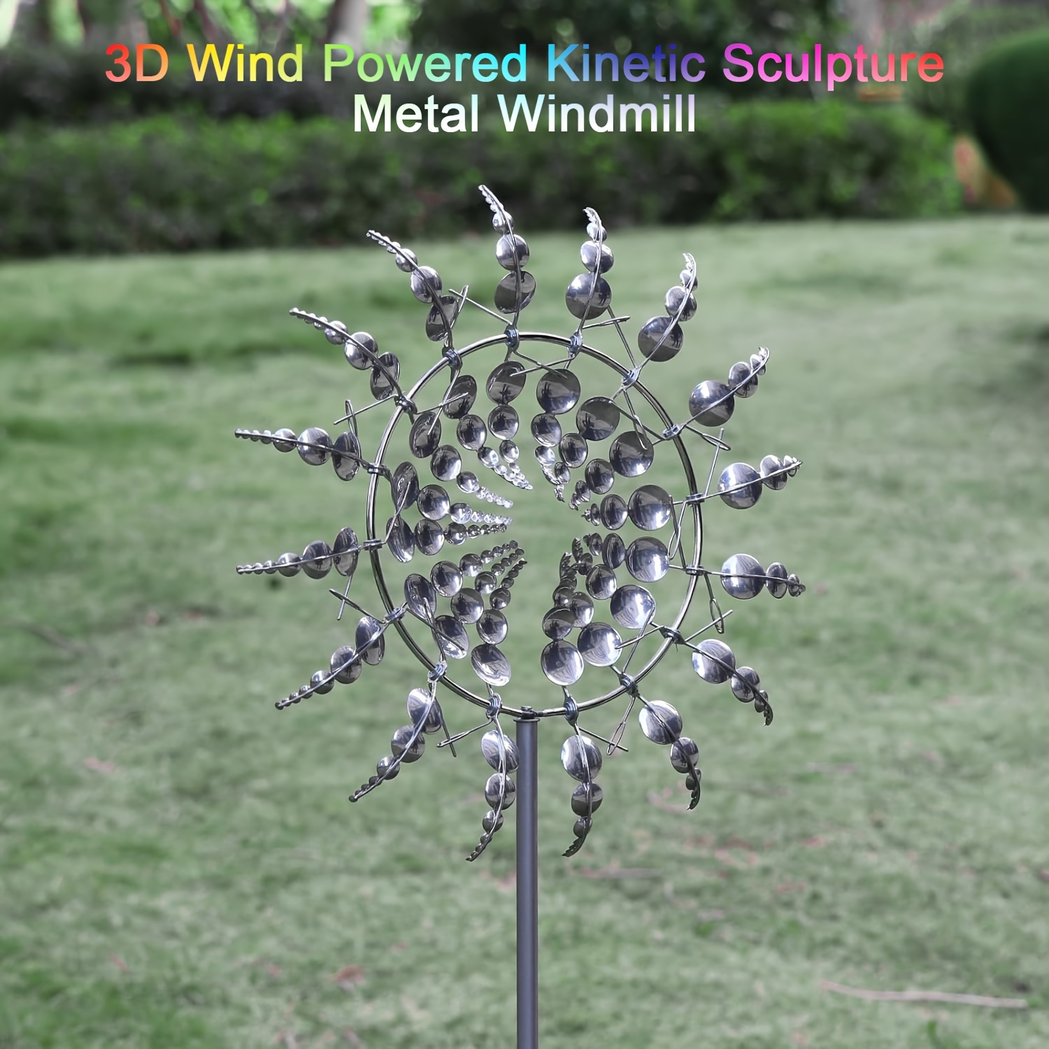 

Magical 3d Metal Wind Spinner - Solar-powered Kinetic Sculpture For Garden, Lawn & Patio Decor