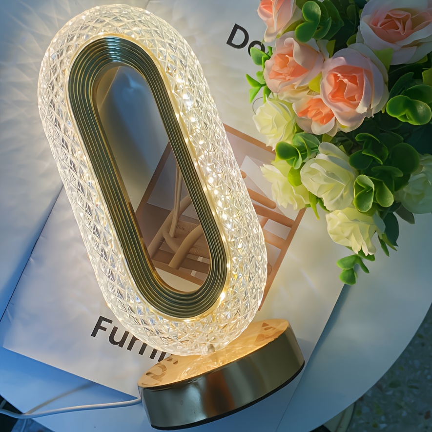 2pcs usb rechargeable   led desk lamp modern minimalist oval crystal table light mini usb charging nightlight for office bedroom reading living room with 3   dimmer   decor accessory for study rooms bars and stylish tables Product details 4