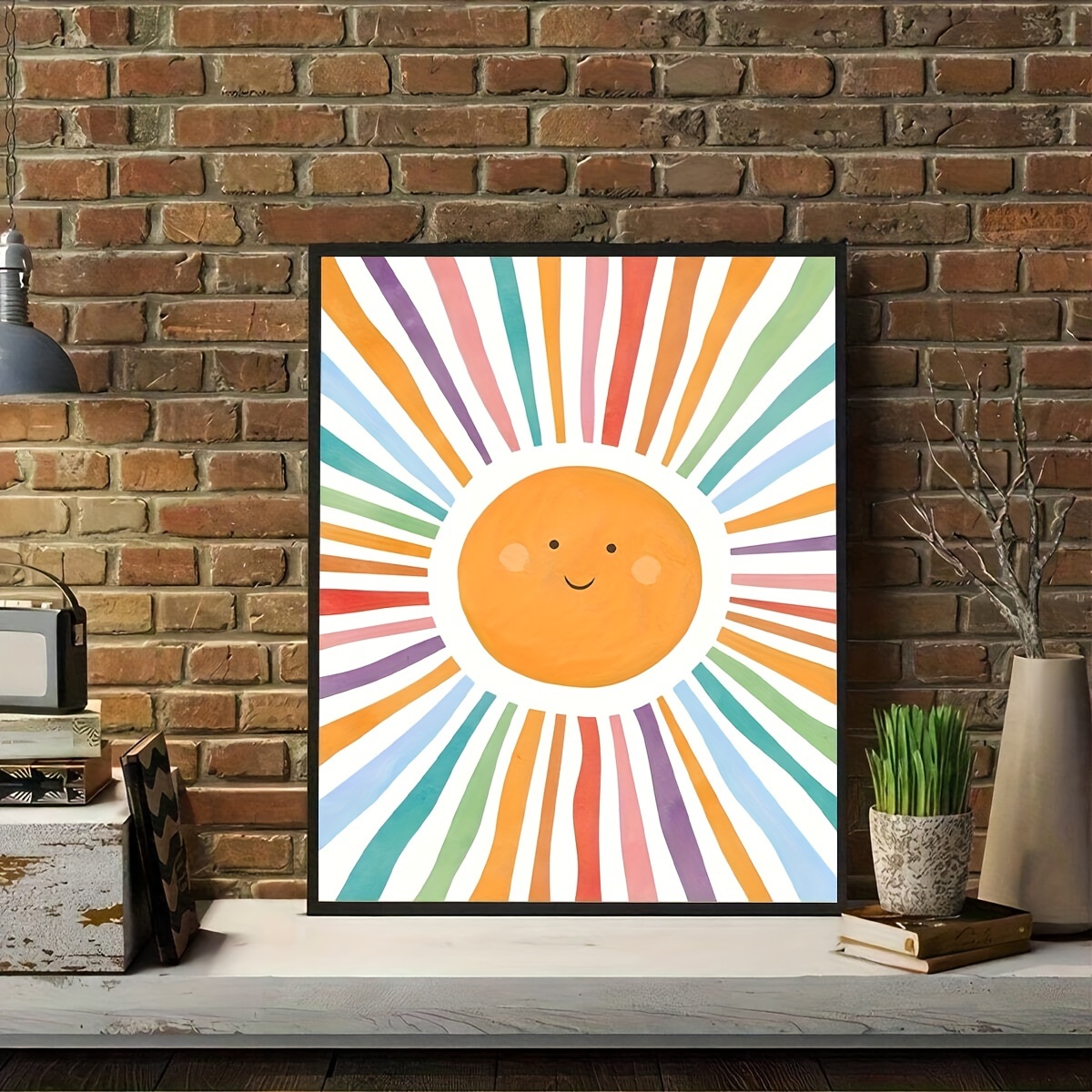 

The Sun Wall Art Painting, Various Color Sun Decor Picture, Children Room Wall Prints Canvas Painting, Bedroom Decor, As A Gift To Your Children That Is A Good Choice, Ready To Hang (has Framed)