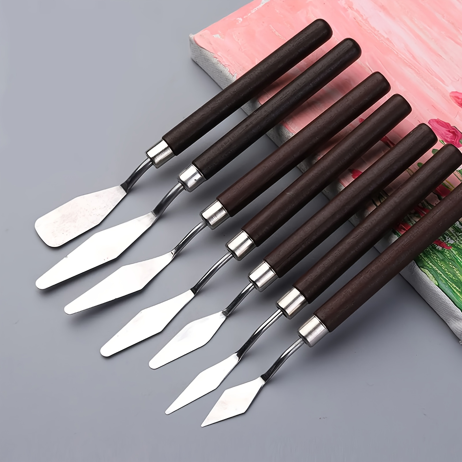 

7pcs Stainless Steel Painter's Knife Set, Metal Art Spatulas, For Painting, Cake Decorating, And Baking Supplies