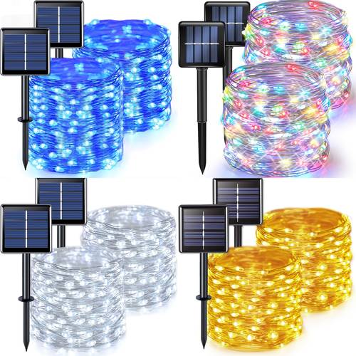 2 4 8 pack solar fairy lights 330 led outdoor solar christmas lights 8 wire solar twinkle string lights for christmas tree wedding party garden patio