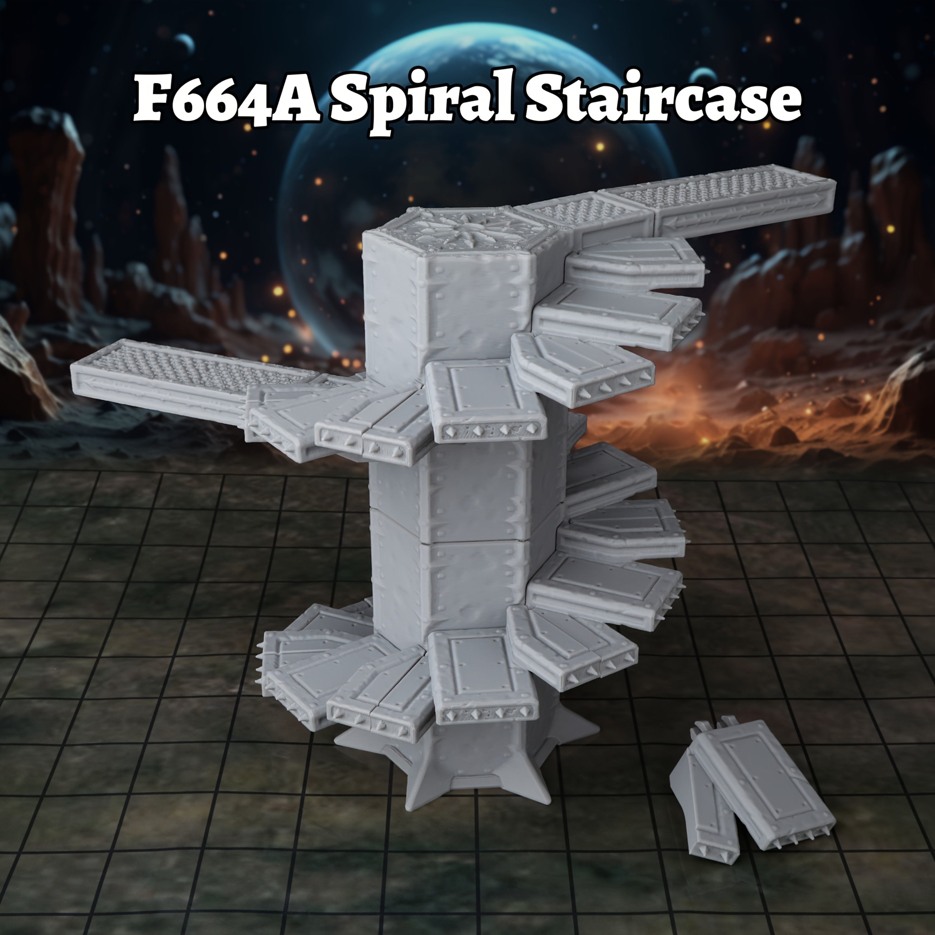 Modular Sci-Fi Spiral Staircase & Connection Set