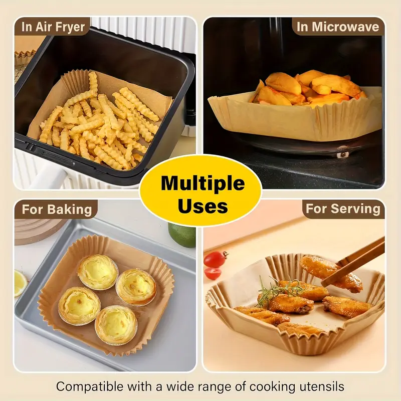 125pcs 100pcs of air fryer paper disposable air fryer mat non stick disposable air fryer mat 8 inch unbleached baking paper suitable for 5 8 fryer microwave baking Product details 2