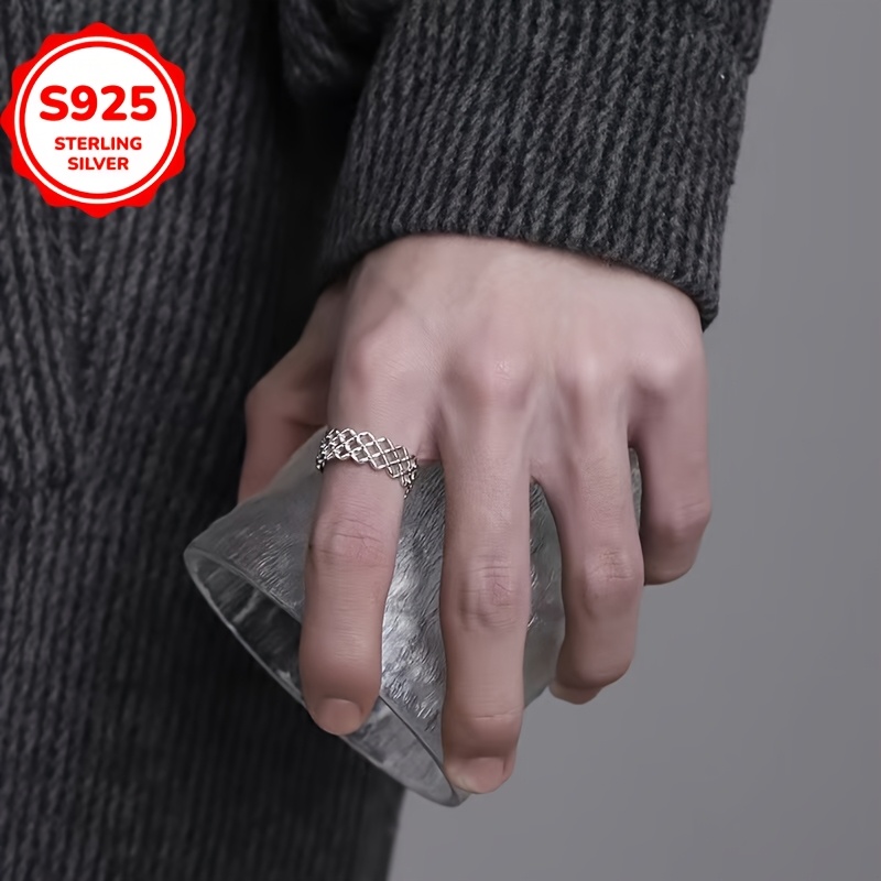 Stylish Grid Pattern Unisex Open Ring