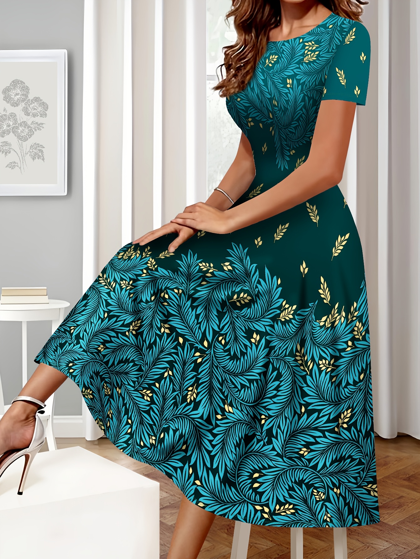 Dresses for Women womens elegant tropical floral print dress short sleeve - Temu