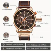 men watches mens chronograph waterproof sport wrist date quartz wristwatch details 2