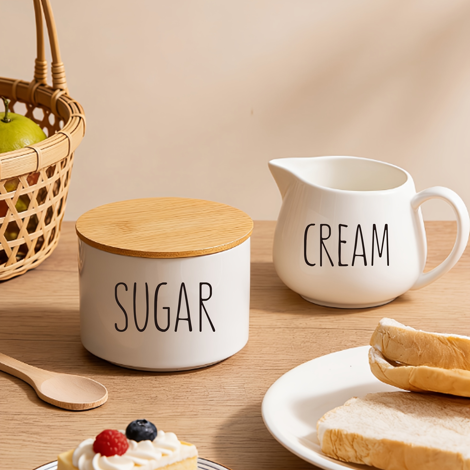 1set european style ceramic milk jug sugar bowl set this multi functional milk jug can   be used as a coffee maker honey jar sugar cube jar and milk storage container making it a perfect mothers day or wedding gift