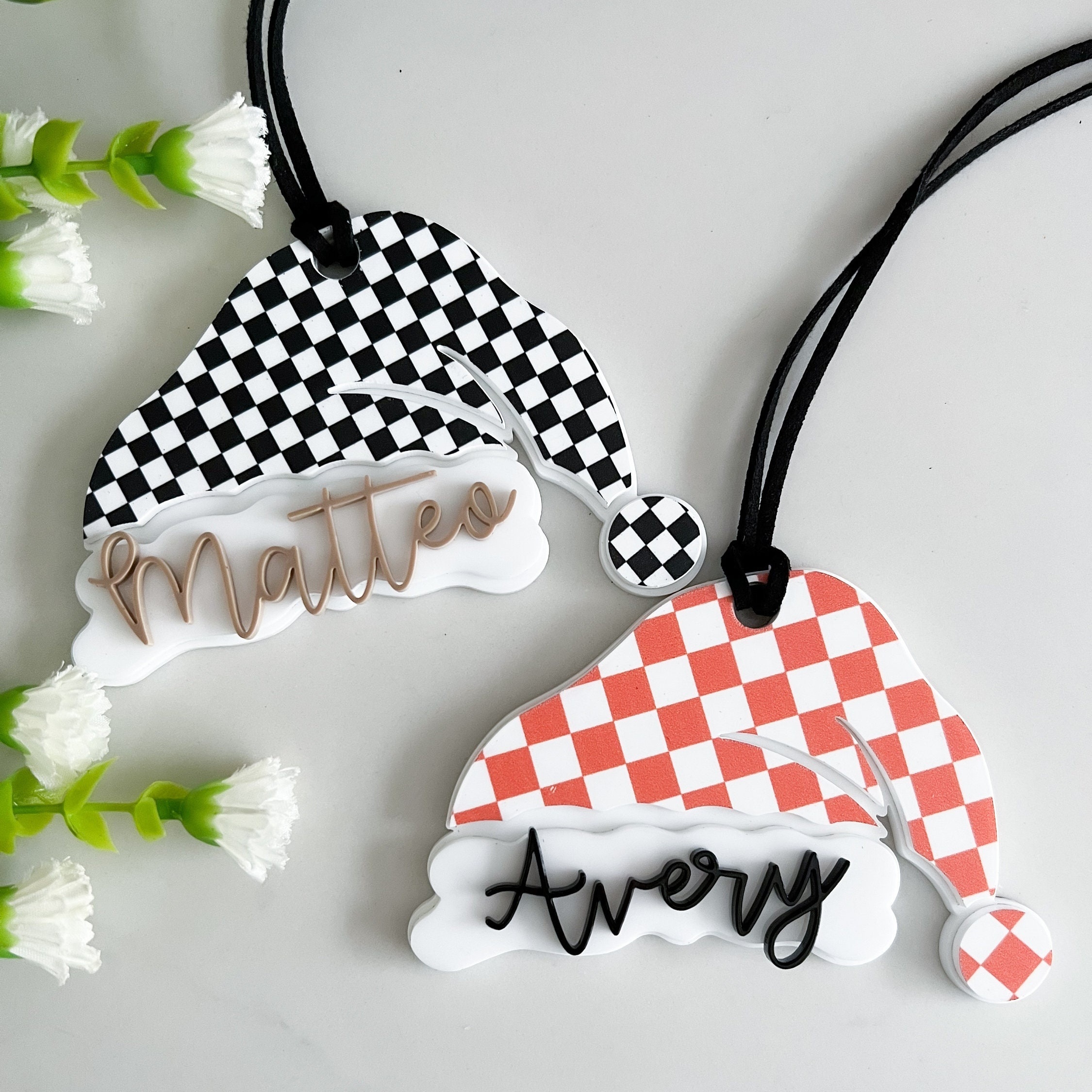 

- Hat Christmas Tree Decoration Personalized Engraving, Pattern Tag, (set Of 1)