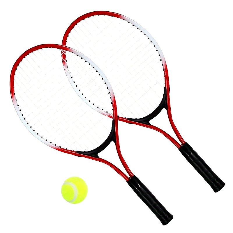 

2pcs Unisex Youth Tennis Rackets, Iron Material, White/red, With 1 Tennis Ball Set, For Beginners, Outdoor Practice And Training