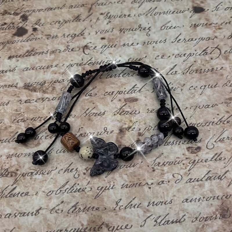 Boho Butterfly Charm Bracelet Handcrafted Beaded Rope