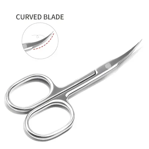 1pc precision curved stainless steel nail scissors multi tool for nail cutting eyebrow and makeup care non ideal for trimming sculpting and precise cutting essential for makeup care stylish sharp blades safe removal of dead light beige