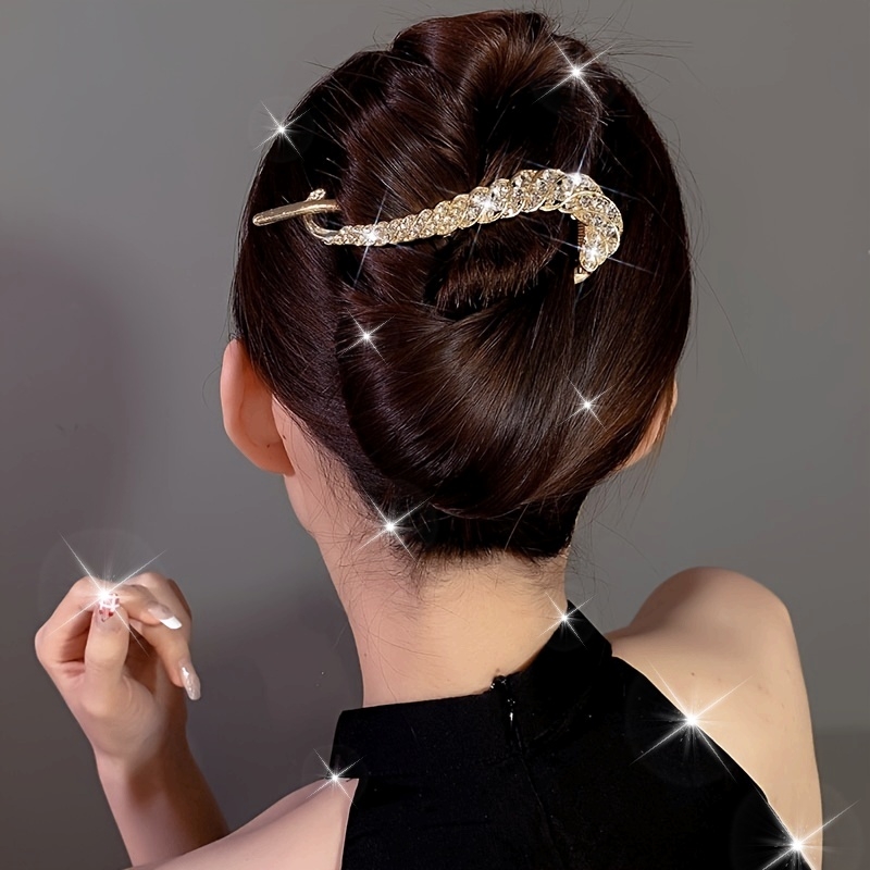 1pc geometric shape rhinestone hair clip headwear girls simple twist clip suitable for daily festival details 1