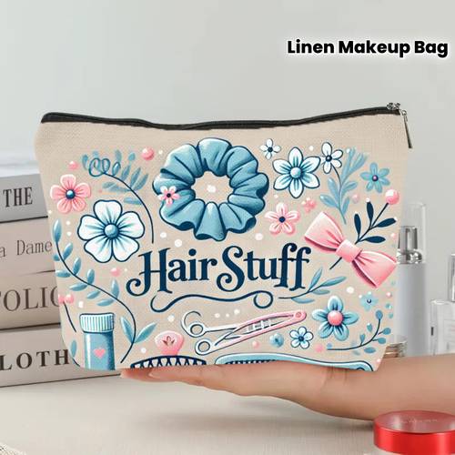 1 linen makeup bag lightweight double sided print zippered cosmetic organizer suitable for women hair accessory pouch travel toiletry bag coin purse ideal gift for birthdays christmas and valentines day
