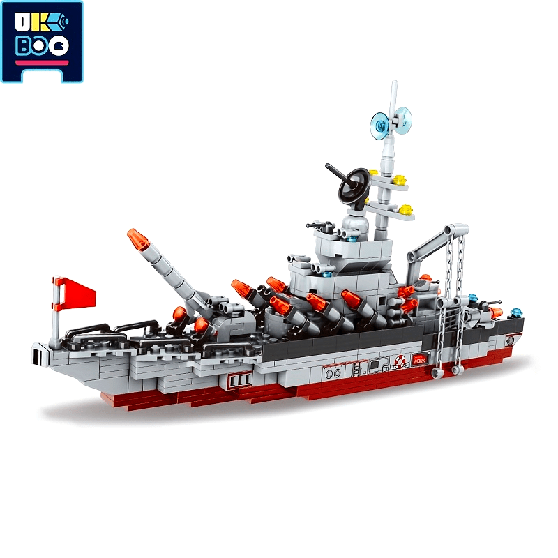 6-8 yaş arası çocuklar için dayanıklı plastik yapımı, 8'li Savaş Gemisi Model Kiti, DIY Montaj Eğitici Bulmaca Oyuncak, 575 Parça Askeri Savaş Gemisi Yapım Blokları Seti