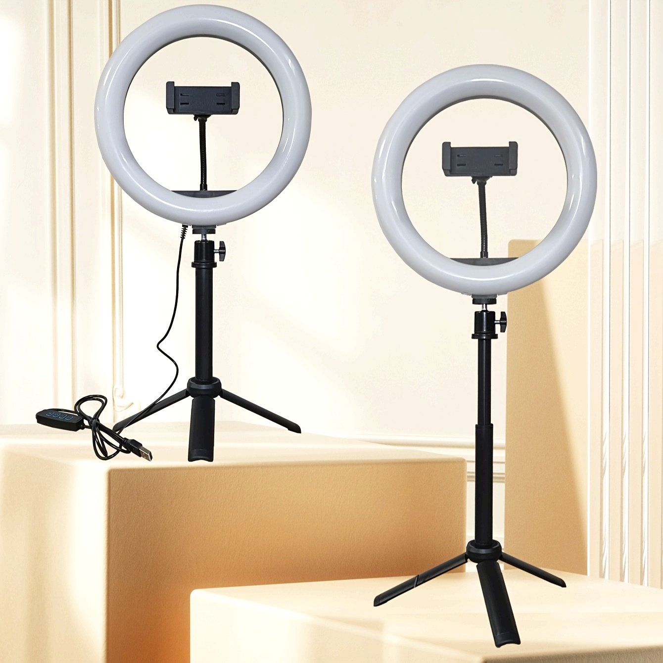 1pc dimmable 25 4cm   with tripod stand usb powered 120 led lights 360 rotatable gooseneck phone holder for video photography selfie vlogging makeup live streaming indoor use