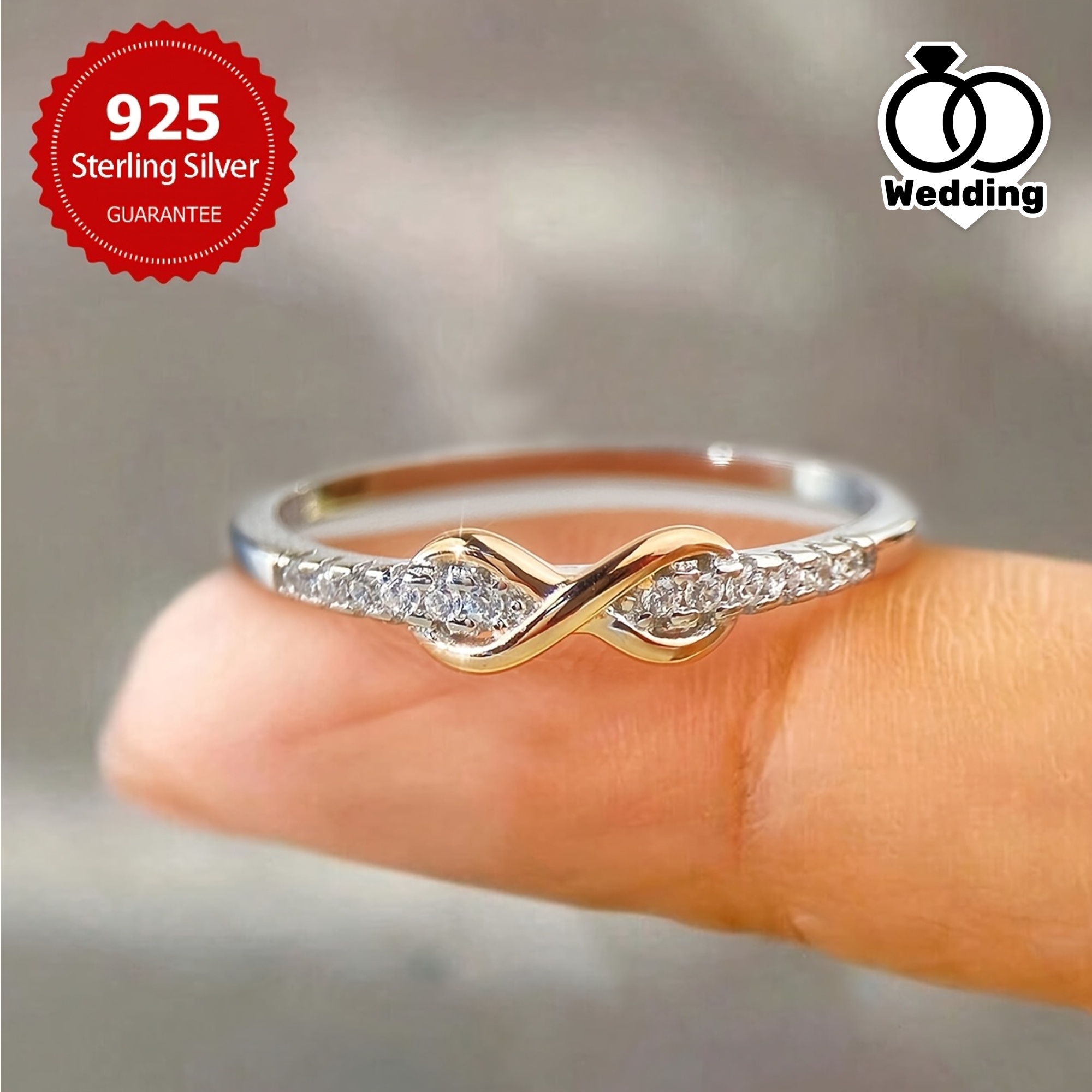 TEMU 1 pièce de bague de séparation de couleurs à 8 anneaux Fresh , convient aux femmes, en argent sterling 925, cadeau de bijou pour femme