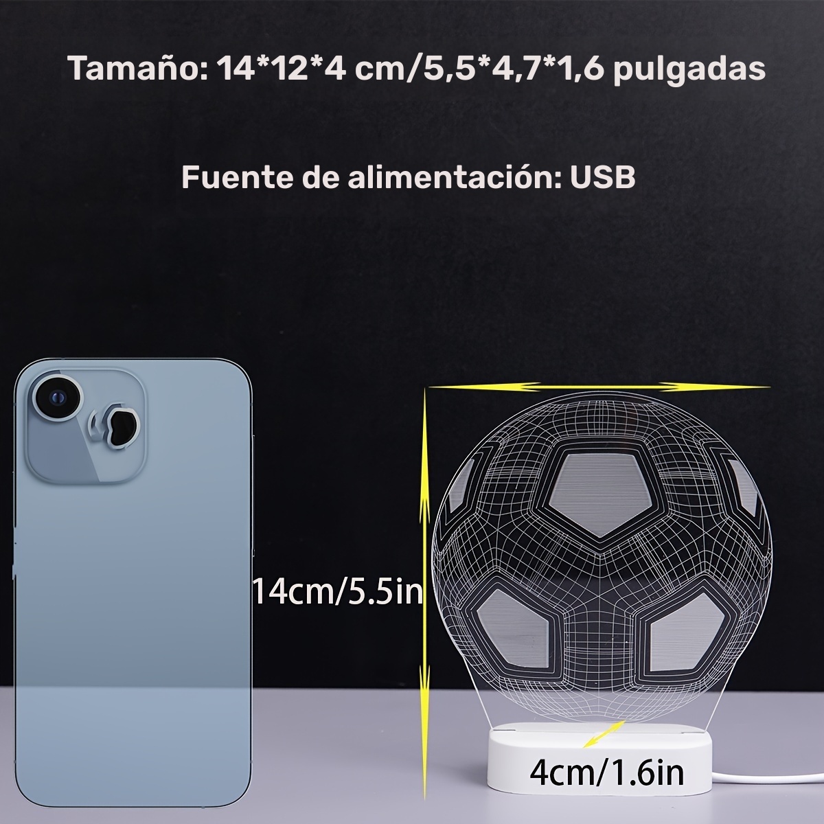 Luz de noche creativa de balón de fútbol USB, luz de noche para sala de estar/habitación/baño, decoración deportiva, decoración del hogar, lámpara de mesa creativa de escritorio - Imagen 3