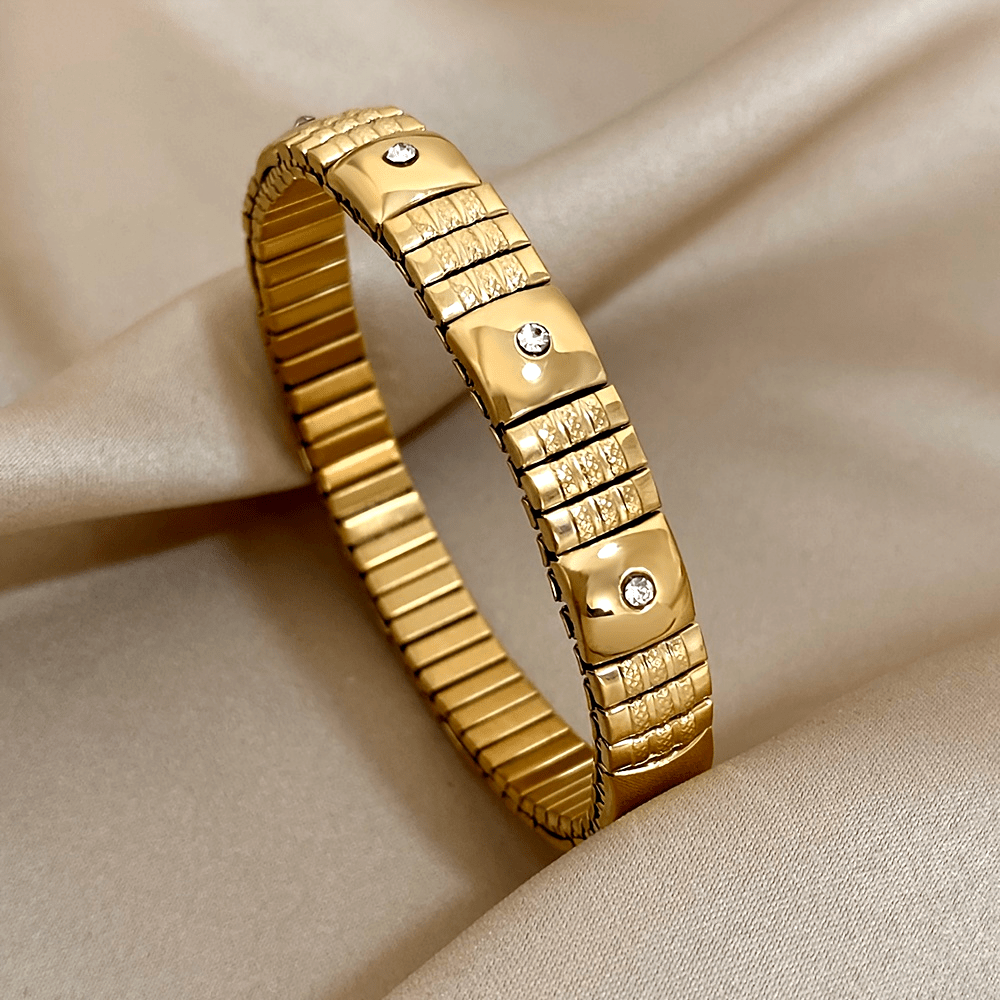 Rhinestone Embedded Spring Bracelet for Men and Women