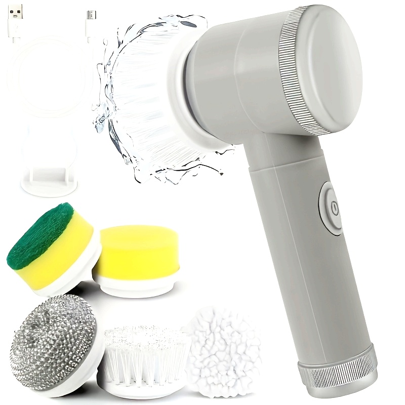 Five-in-One Electric Cleaning Brush, 500mAh with Five Replaceable Heads