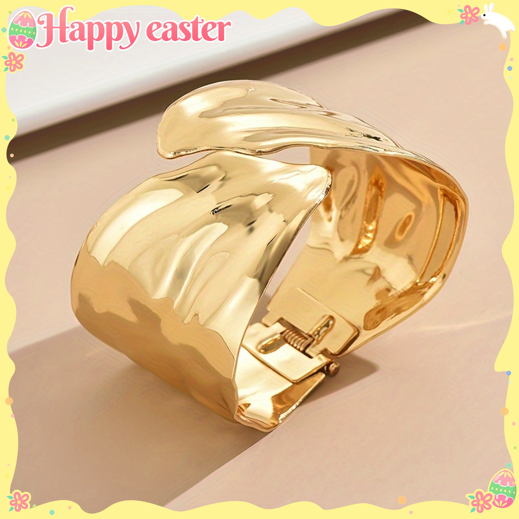 Geometric Adjustable Leaf Cuff Bangle for Women