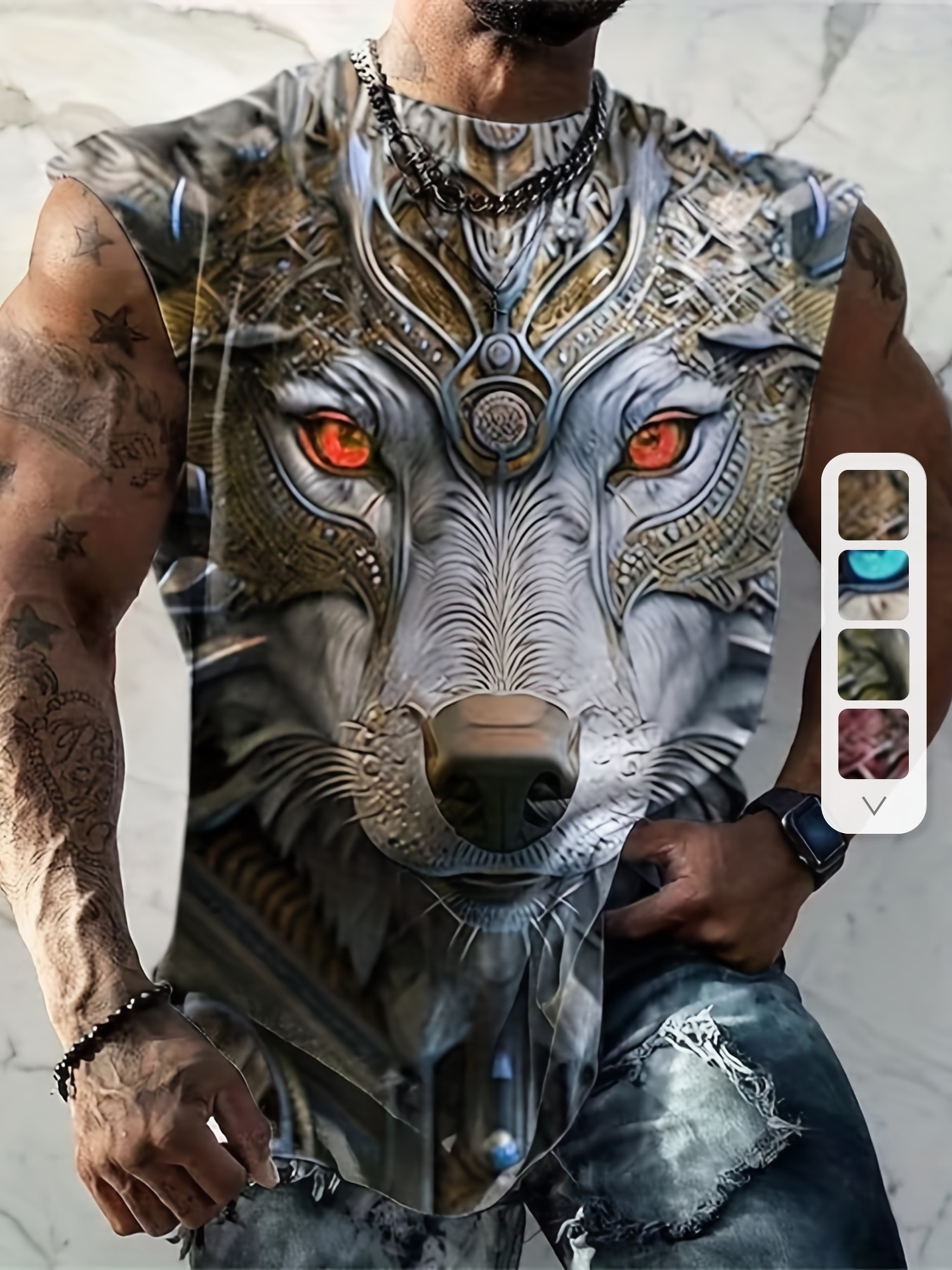 Büyük Beden Erkeklerin 3D Desenli Tüm Kurt Baskılı Grafik Tank Topu, Kolsuz Rahat Yazlık Yelek, En Çok Satanlar