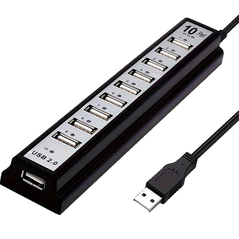 10-Port USB Hub • Compatible for PS5/PS4/Xbox/PC/Mac • USB- External USB Adapter with 10 Individual Ports • USB- (No External Power Required) • Fast Charging & Data Transfer • Compatible with USB Devices (Laptops, Keyboards, Mice)