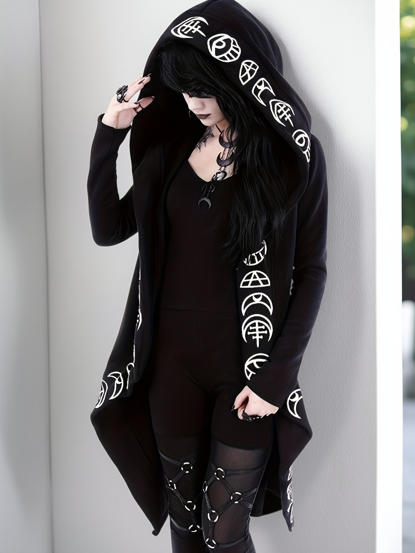 Vintage hooded geometric coat