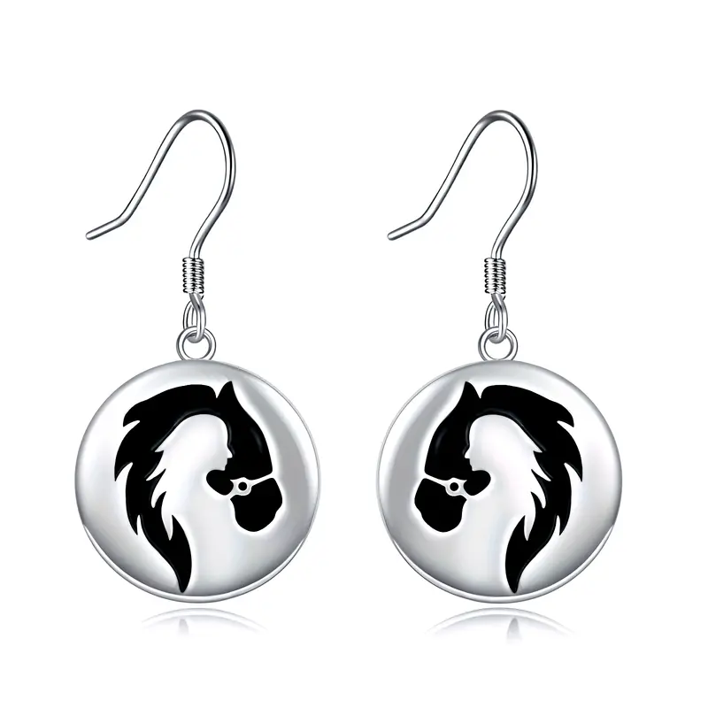 925 sterling silvery horse drop earrings dangle earrings jewelry gift for women Product details 1