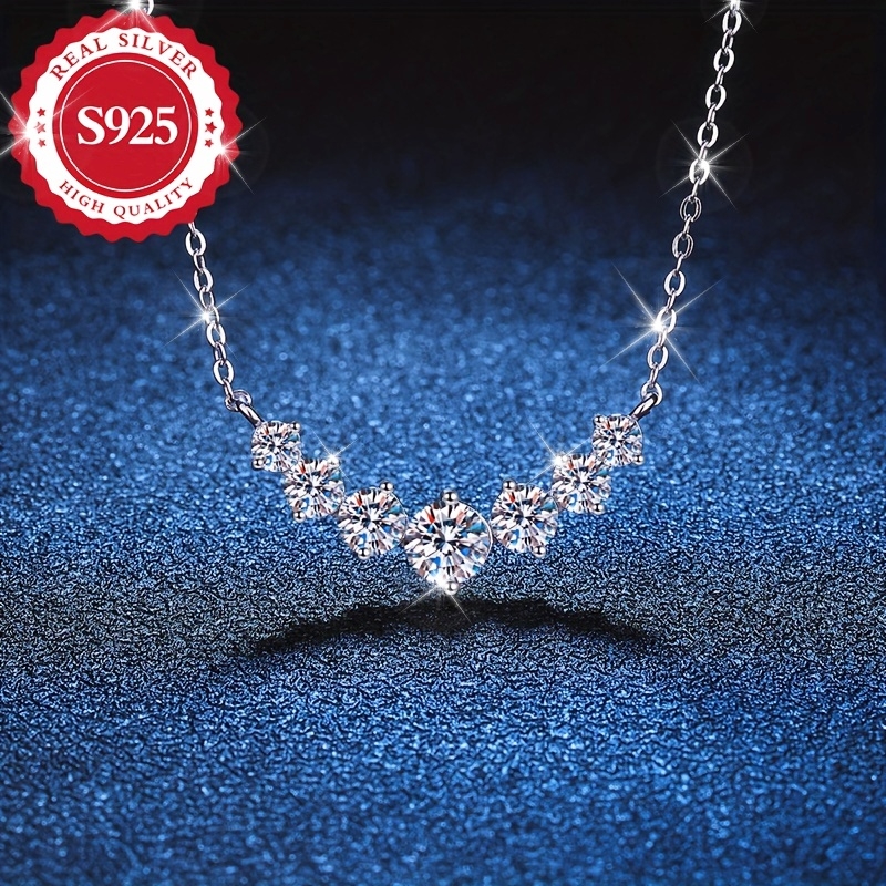TEMU S925 Silver, Smiling Princess Moissanite Pendant Necklace, Women's Fashion, Hypoallergenic